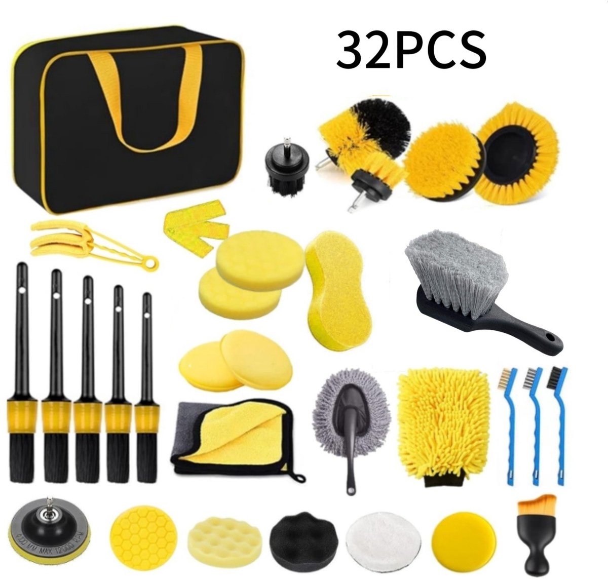 Autowasborstel set - lang steel reinigingsborstel - zachte velgborstel - kort steel detailborstel - meervoudig pakket - autowas gereedschap—Set 8