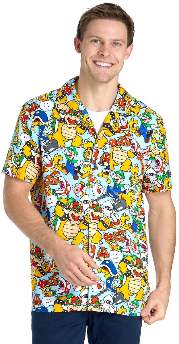 OppoSuits Shirt - Bowsers Kingdom - Heren Overhemd - Korte Mouwen - Meerkleurig