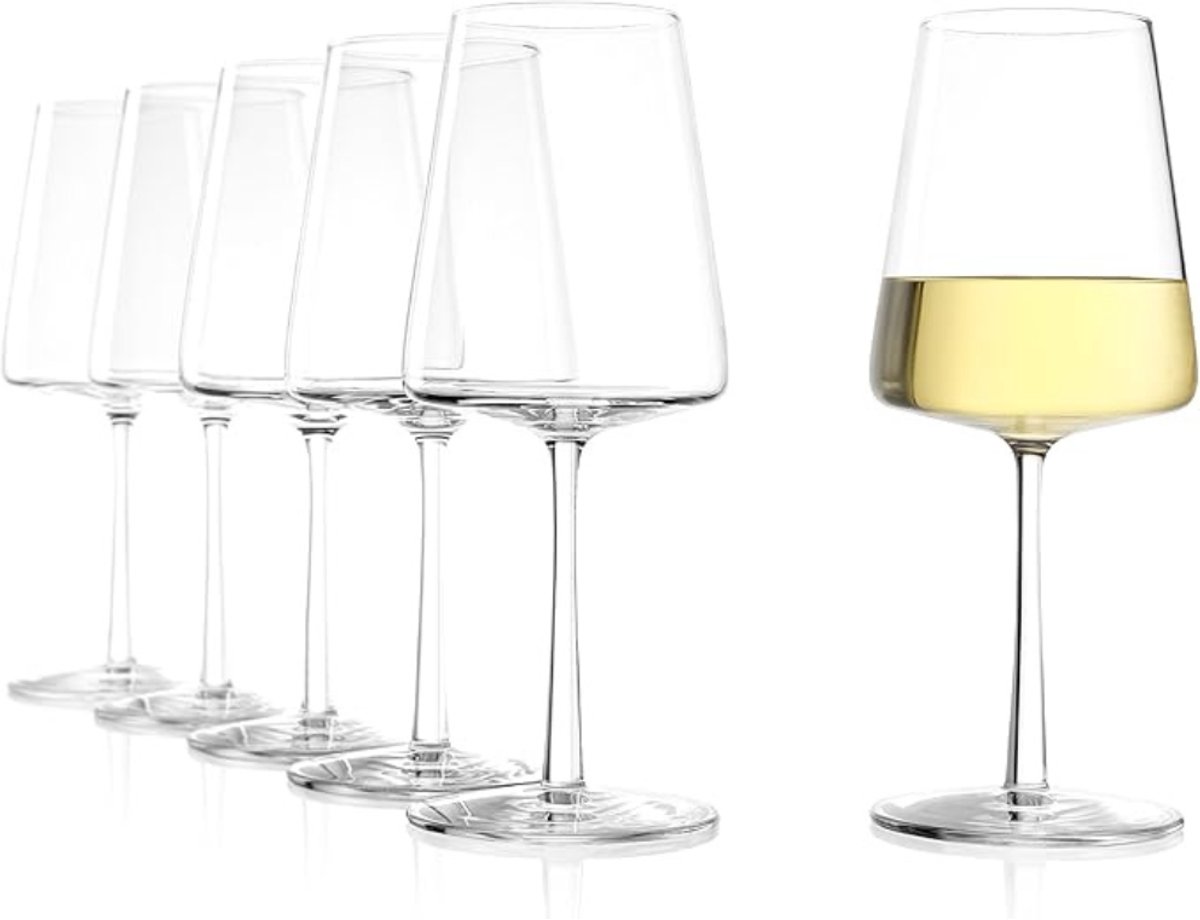 Verte Wijnglazen Set - Wijnglazen - Moderne Kristallen Wijnglazen voor een Optimale Aromaontwikkeling – Vaatwasmachinebestendig en Schokbestendig - Power-Set van 6 - 400 ml