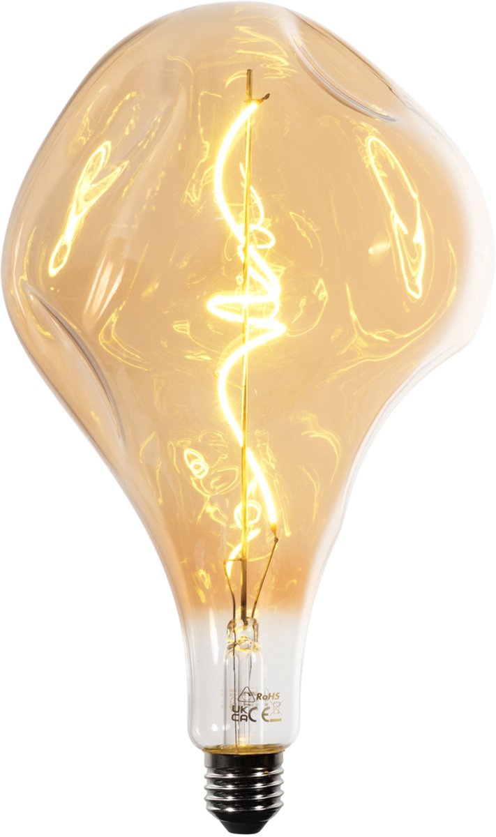 Luedd E27 dimbare LED lamp spiraal filament PS160 amber 6W 340 lm 1800K