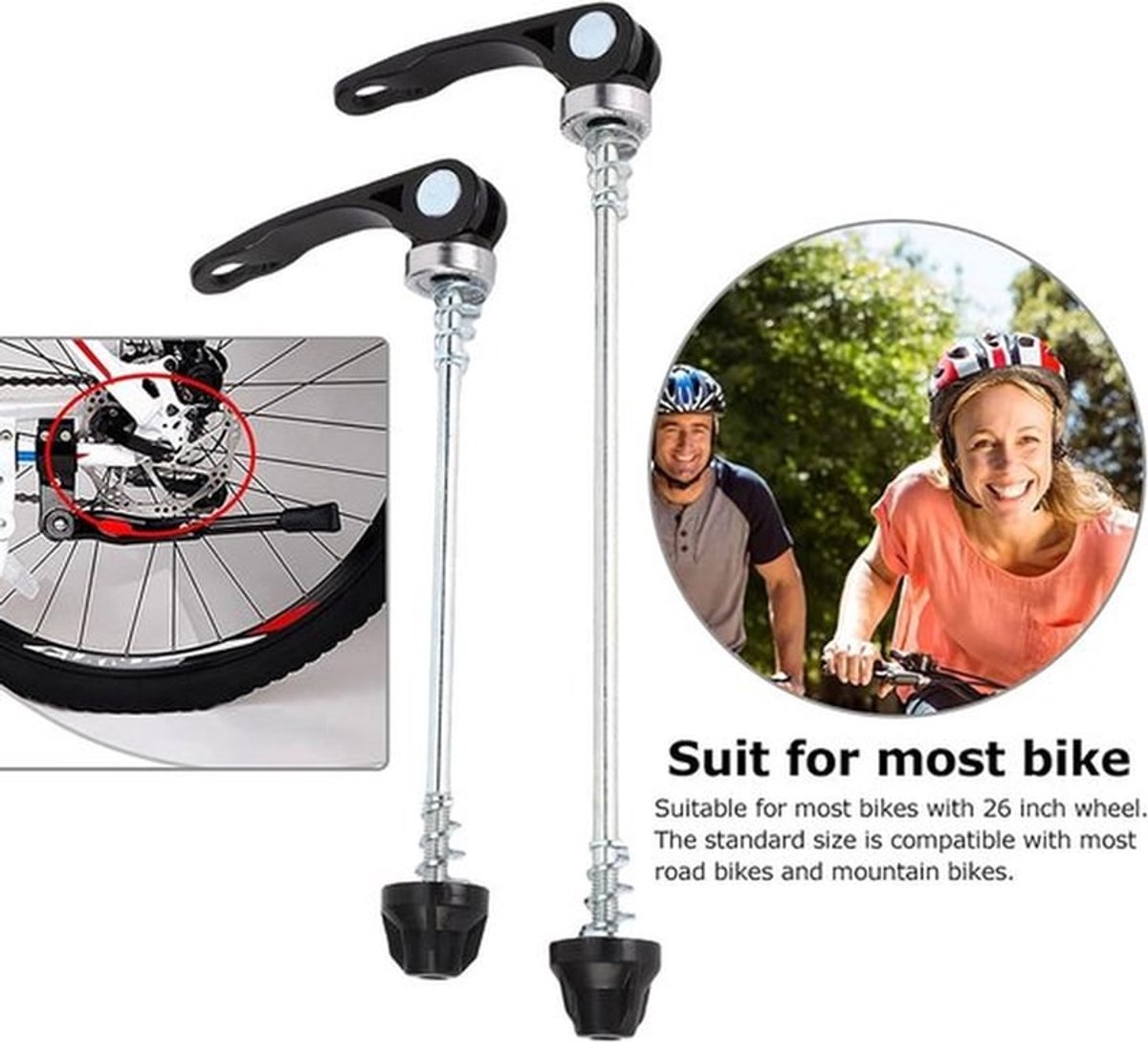 Fiets snelspanner - snelspannerset - ultralicht - zwart - snelspanner - flex - voorwiel en achterwiel - spaakwielnaaf - voor en achter spiesen - geschikt voor mountainbike en racefiets.