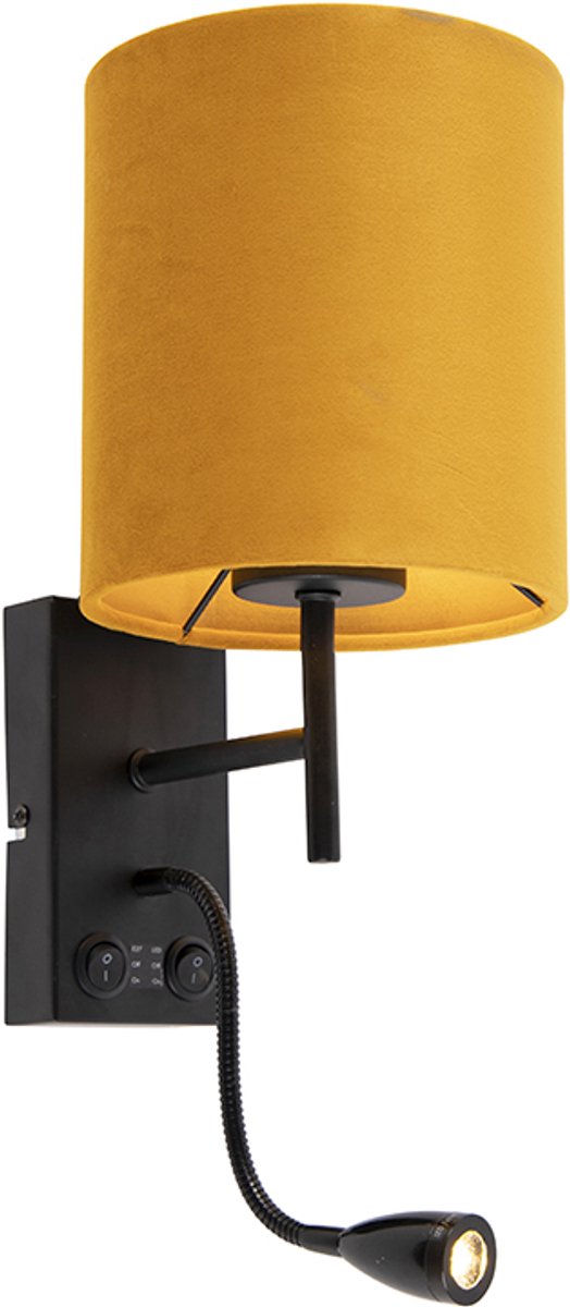 Qazqa moderne wandlamp - Stacca - geel, max. 40W, geschikt voor led, 2-lichts, 47cm, ideaal als slaapkamer lamp