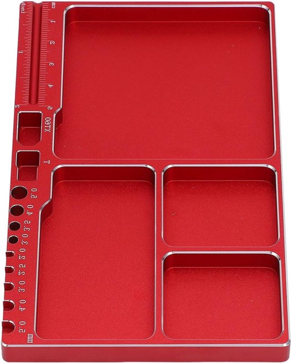 Magnetische schroefbak - Aluminiumlegering - Reparatie en onderhoud - Rood - Voertuigen en tanks - Compatibel - Kleurrijk ontwerp - Inclusief magnetisch pad.