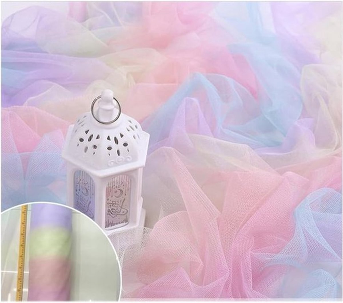 Multikleurige Tulle Stof voor Creatieve Projecten, Ideaal voor Tutu's, Kleding en Handwerk, Verkocht per Meter, 500 x 150 cm