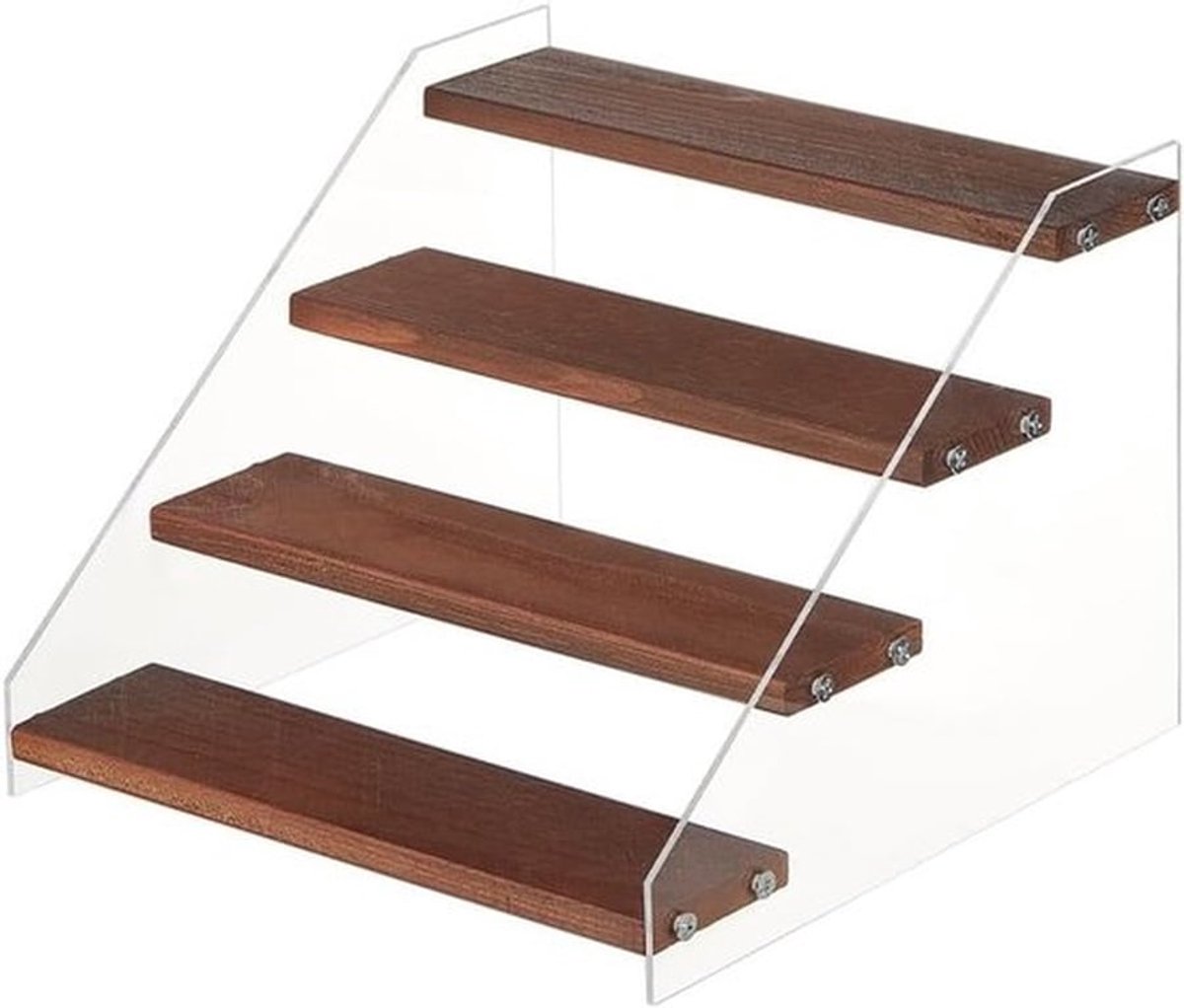 4-laags houten display standaard voor cupcakes, parfums en cosmetica - heldere acryl riser, 20.5x21.5x15.7cm, ideaal voor decoratie en presentatie
