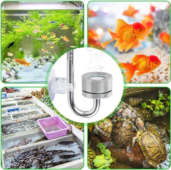 CO2-diffuser - aquariumverstuiver - CO2-diffuser met zuignappen en U-buis - kooldioxidediffuser - glazen buis - aluminiumlegering - bubbler accessoires voor aquarium - zoetwatervisplanten - aquascaping benodigdheden - aquariumbewoners — afbeelding 4