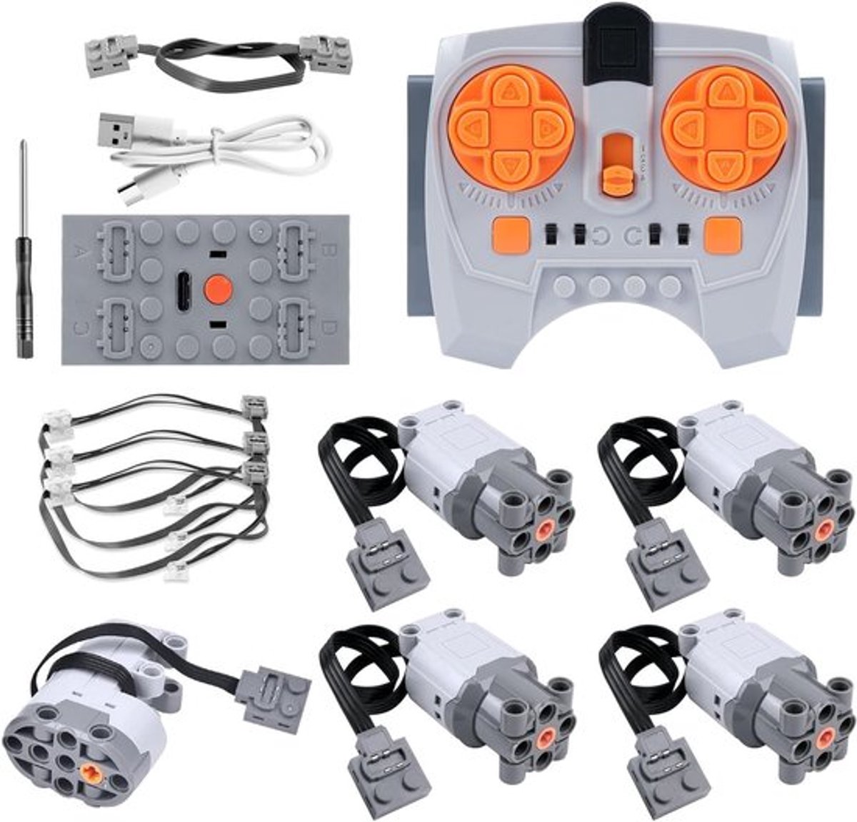 Complete Set van 11 Stuks Elektrische Servomotoren voor Speelgoed, Inclusief Afstandsbediening, Accubox en LED Verlichting, Geschikt voor Diverse Modellen en Bouwprojecten
