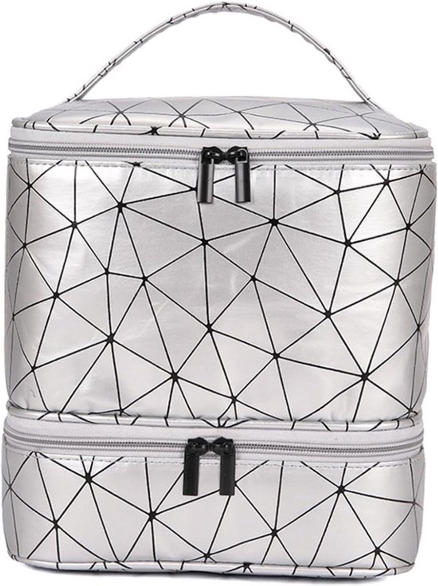 Organizer Tas voor Nagellak en Nagelaccessoires - Draagtas voor 30 Flessen - Zwarte Streep Design