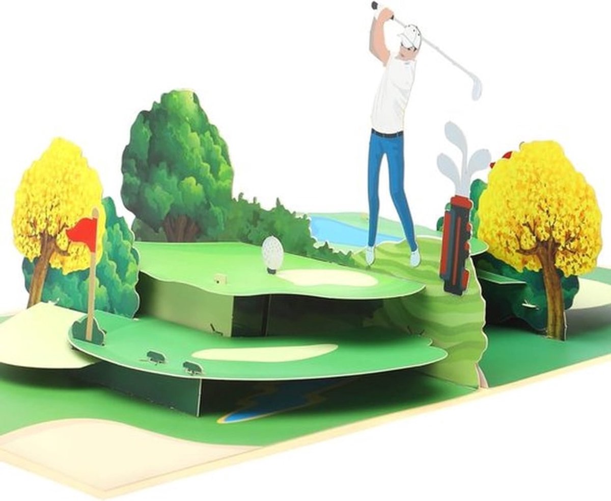 3D Golfkaart voor Verjaardag en Pensioen, Unieke Pop-up Kaart voor Golfliefhebbers, Perfecte Cadeaukaart voor Golfers