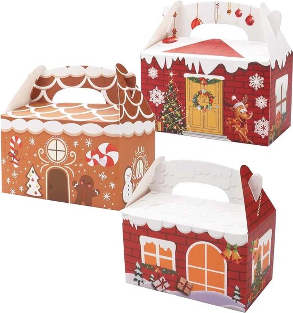 - Kersttraktatie dozen - Kartonnen traktatiedozen (24 stuks) - 15 x 9 x 9 cm - ontwerp - 8 stuks per ontwerp - Handgreep - Zelf in elkaar te zetten - Voor koekjes, snoepjes, truffels - Geschikt voor feestelijke traktaties
