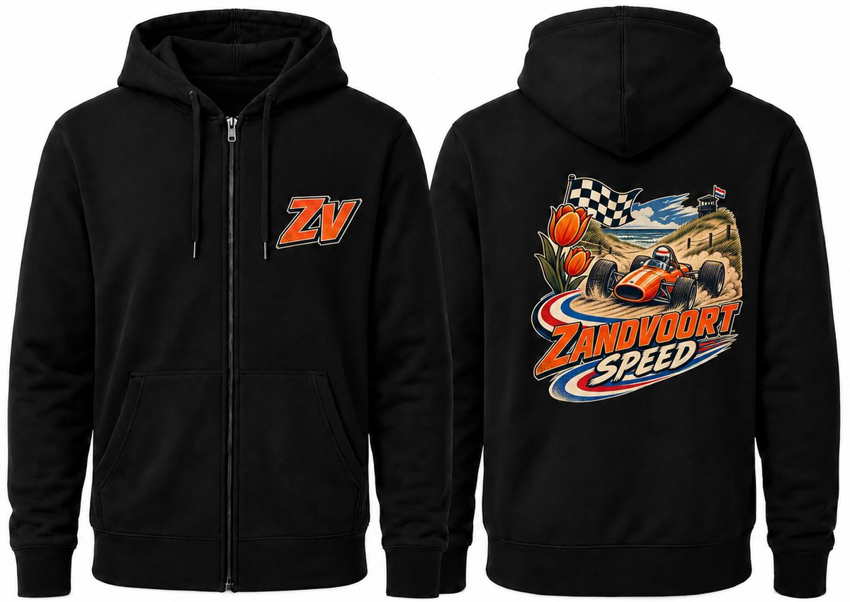 F1 Race Hoodie Heren met Rits – Zandvoort Speed Racing Design – Katoen – XXL
