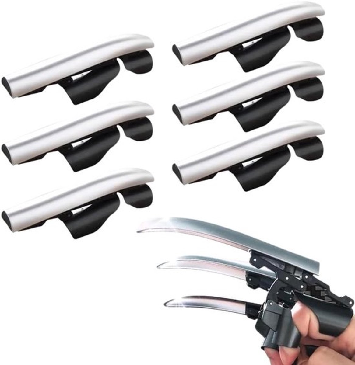 Set van 6 Uittrekbare Plastic Klauwen voor Wolverine Cosplay - Geschikt voor Volwassenen en Kinderen, Zilver, Perfecte Accessoire voor Kostuums en Feestjes