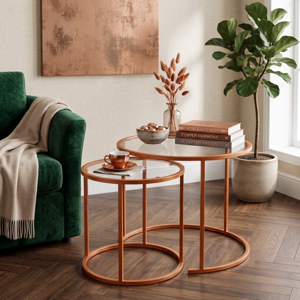 Asir - Salontafelset - Oranje - 15 x 15 x 43 cm