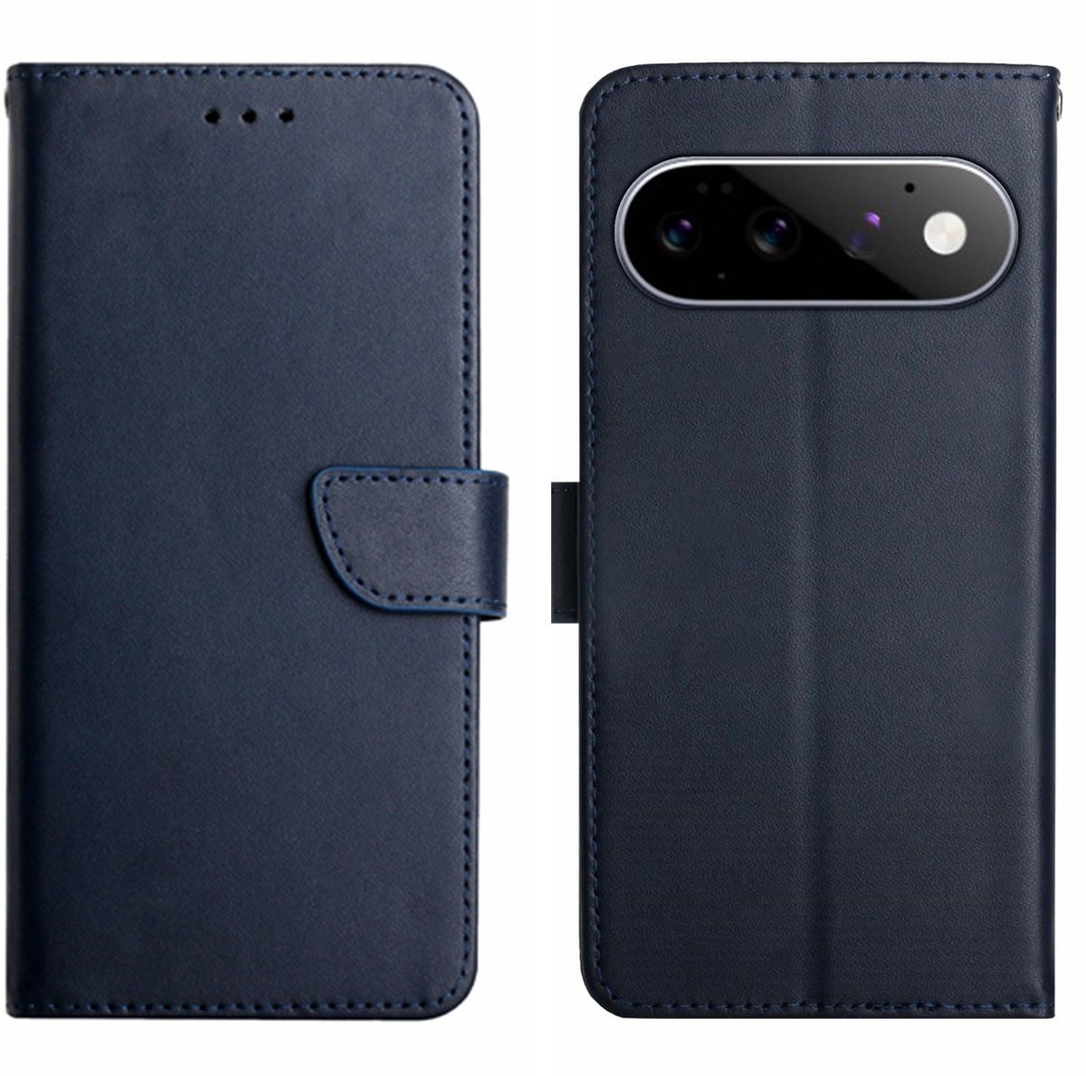 Coverup Hoesje - Geschikt voor Google Pixel 11 Pro XL Hoesje - Coverup Genuine Leather Book Case - Echt Leder - Blauw
