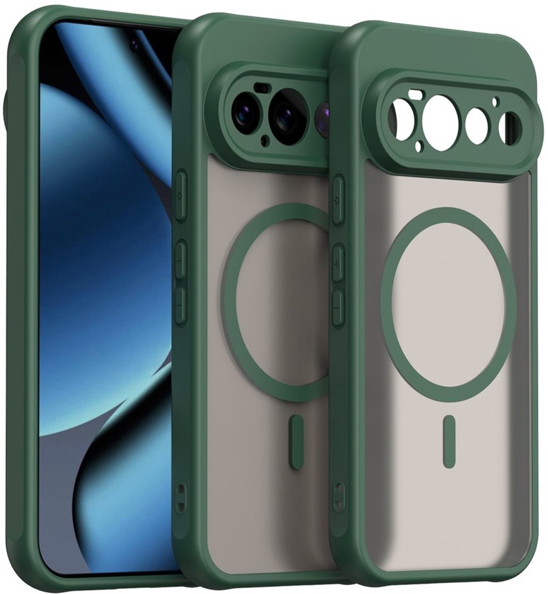 Coverup Hoesje - Geschikt voor Google Pixel 11 Pro Hoesje - Coverup Mat Transparante Back Cover met Camera Cover - MagSafe Compatible - Groen