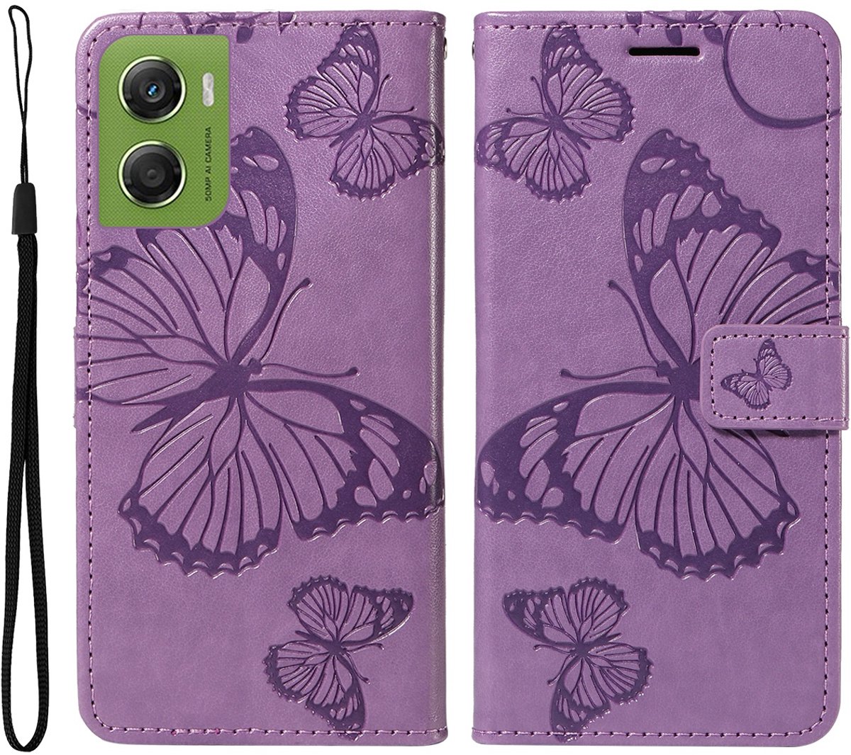 Coverup Hoesje - Geschikt voor Motorola Moto G06 / G06 Power Hoesje - Coverup Vlinders Book Case - Lila