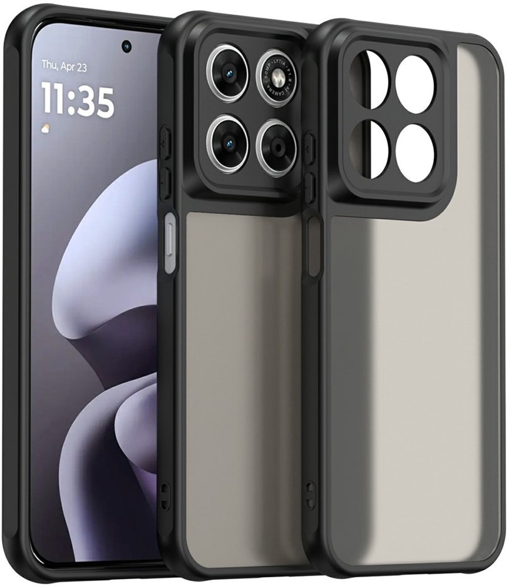 Coverup Hoesje - Geschikt voor Motorola Moto G67 / G77 / G87 Hoesje - Coverup Mat Transparante Back Cover met Camera Cover - Zwart