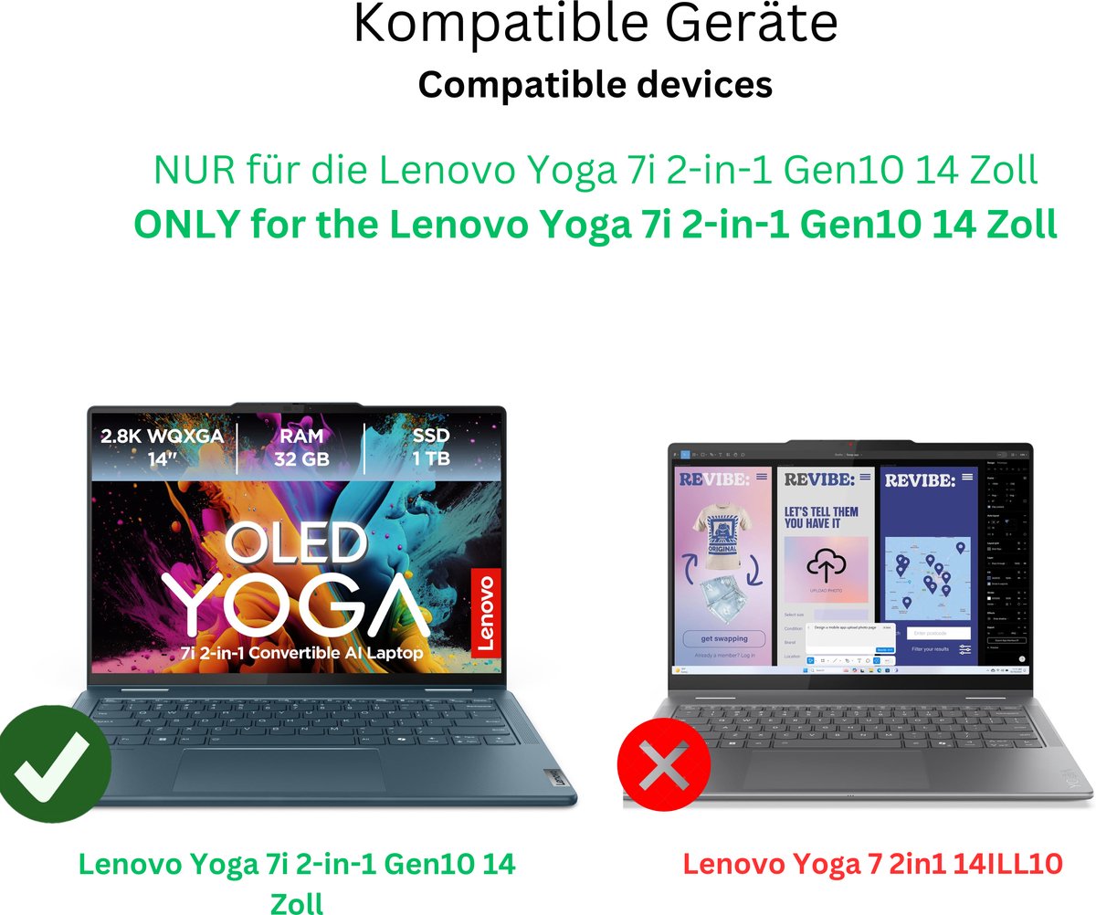 dipos – 2x Matte Pantserfolie geschikt voor Lenovo Yoga 7i 2-in-1 Gen10 14 Zoll | 9H Screenprotector