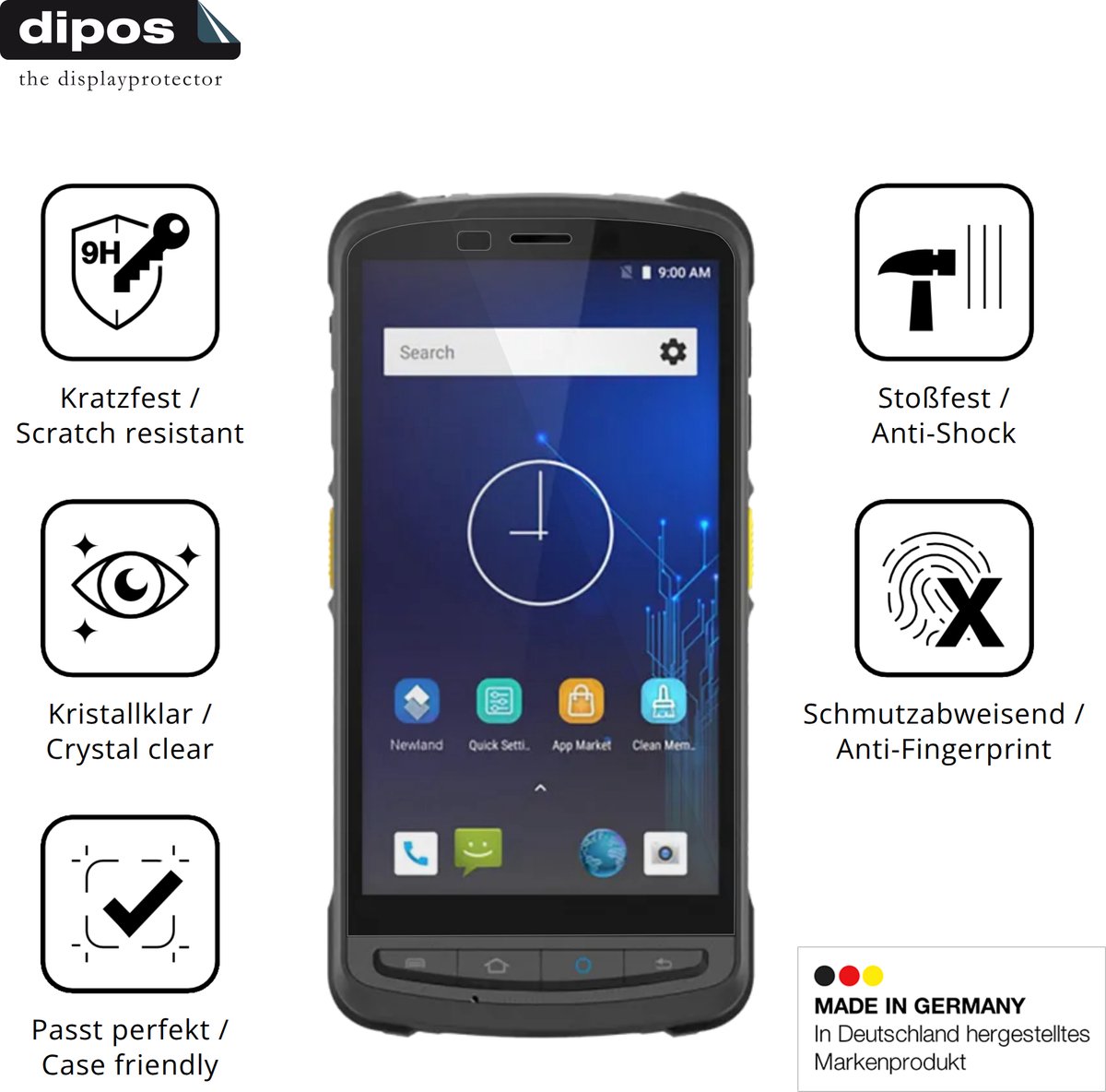dipos – 2x Pantserfolie geschikt voor Newland MT90 Orca III | 9H Screenprotector