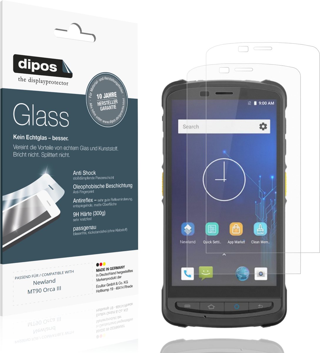 dipos – 2x Matte Pantserfolie geschikt voor Newland MT90 Orca III | 9H Screenprotector
