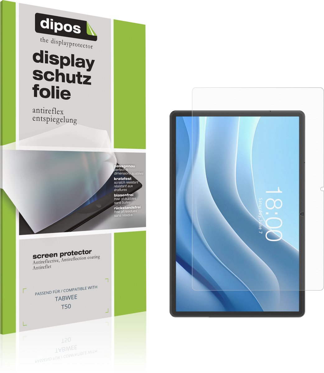 dipos – 2x Matte Beschermfolie geschikt voor TABWEE T50 | Krasbestendige & antireflecterende Screenprotector Ultra-Thin