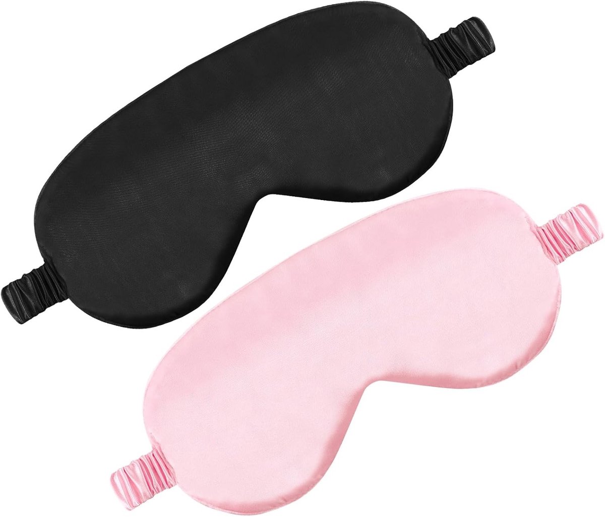 2 stuks zijden slaapmasker, zachte blinddoek met verstelbare riem, satijnen verduistering, oogbedekking, diepe rusten, slaapbescherming voor vrouwen, mannen, spelletjes, party, nachtreizen, dutje