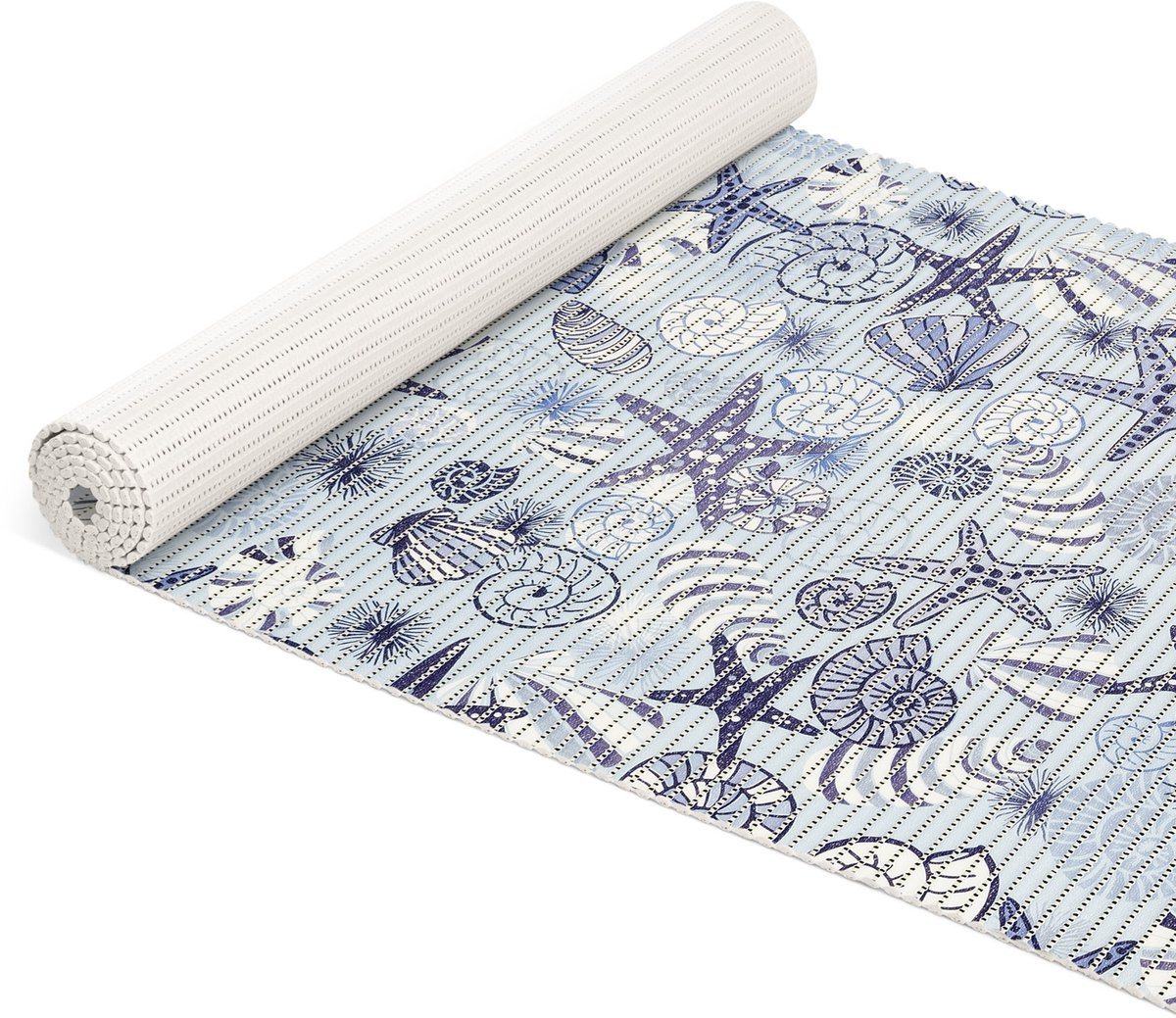ANRO Badmat Schelpen Blauw 65x500cm Antislip Douchemat Afwasbaar Sneldrogend