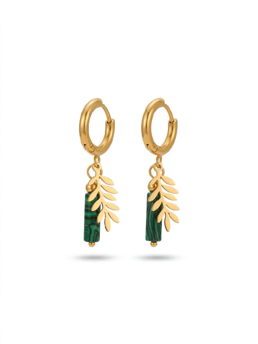 Olivia - Oorbellen - Groen - Stainless Steel - -