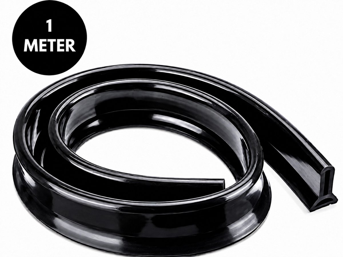 JustValue Zelfklevende Waterdrempel - 1 m - Siliconen Douchestrip - Zwart - 3 cm Breed