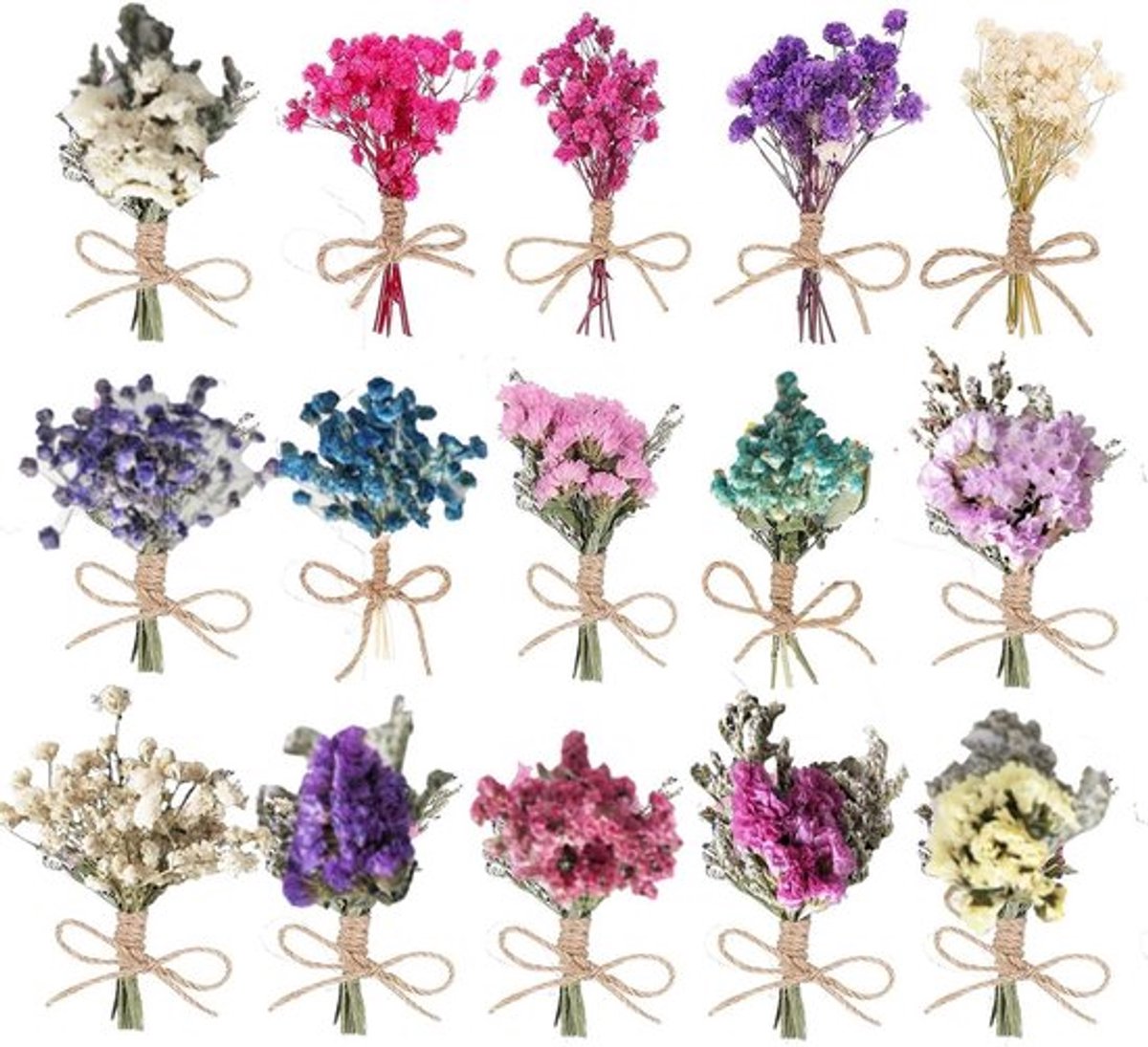 Mix van 15 natuurlijk gedroogde bloemboeketten voor DIY kaarten kunst handwerk scrapbooking