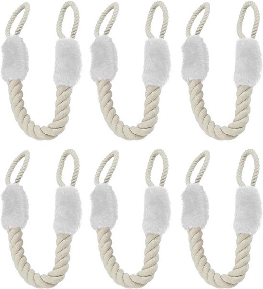 Deurstopper - 6 stuks deurkoord - klembescherming - katoenen deurstopper voor kinderen - raamstopper - klembescherming voor deuren - kinderveiligheid - vingerbescherming en huisdier (wit)