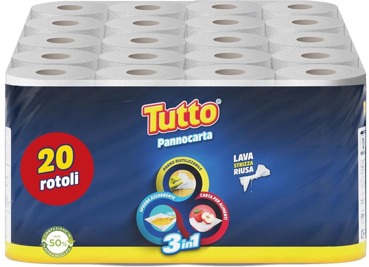 Multifunctionele Papierrollen - Wasbaar - 20 Stuks - Extra Absorberend - Voor Keuken en Huishoudelijk Gebruik