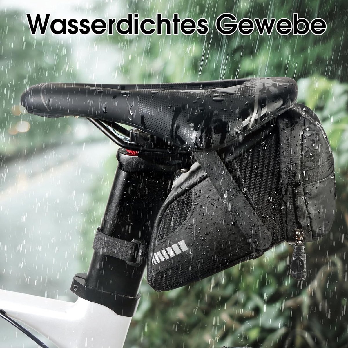 Fietszadeltas - Zwart - 18,5 x 9,5 x 11,8 cm - Ultralichte Fietstas met Klittenbandsluiting - Voor Racefietsen en MTB