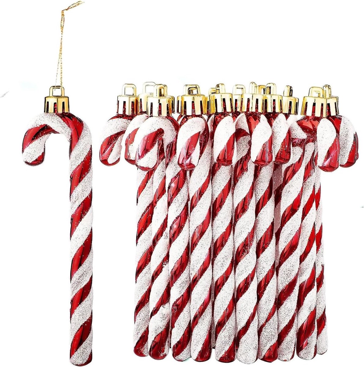 Glitter Snoepstok Kerstboomdecoratie - Rood - - Plastic Ornament voor Feestdagen