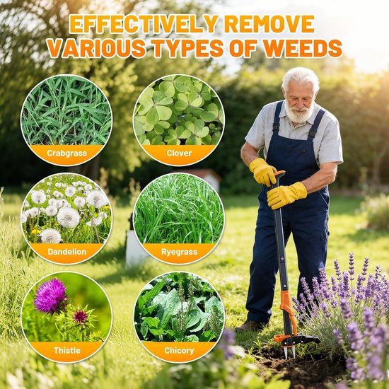 Handmatige Onkruidverdelger - Zwart - 100 cm - Stalen Klauwen met Tuinzak - Voor Tuinonderhoud — afbeelding 5