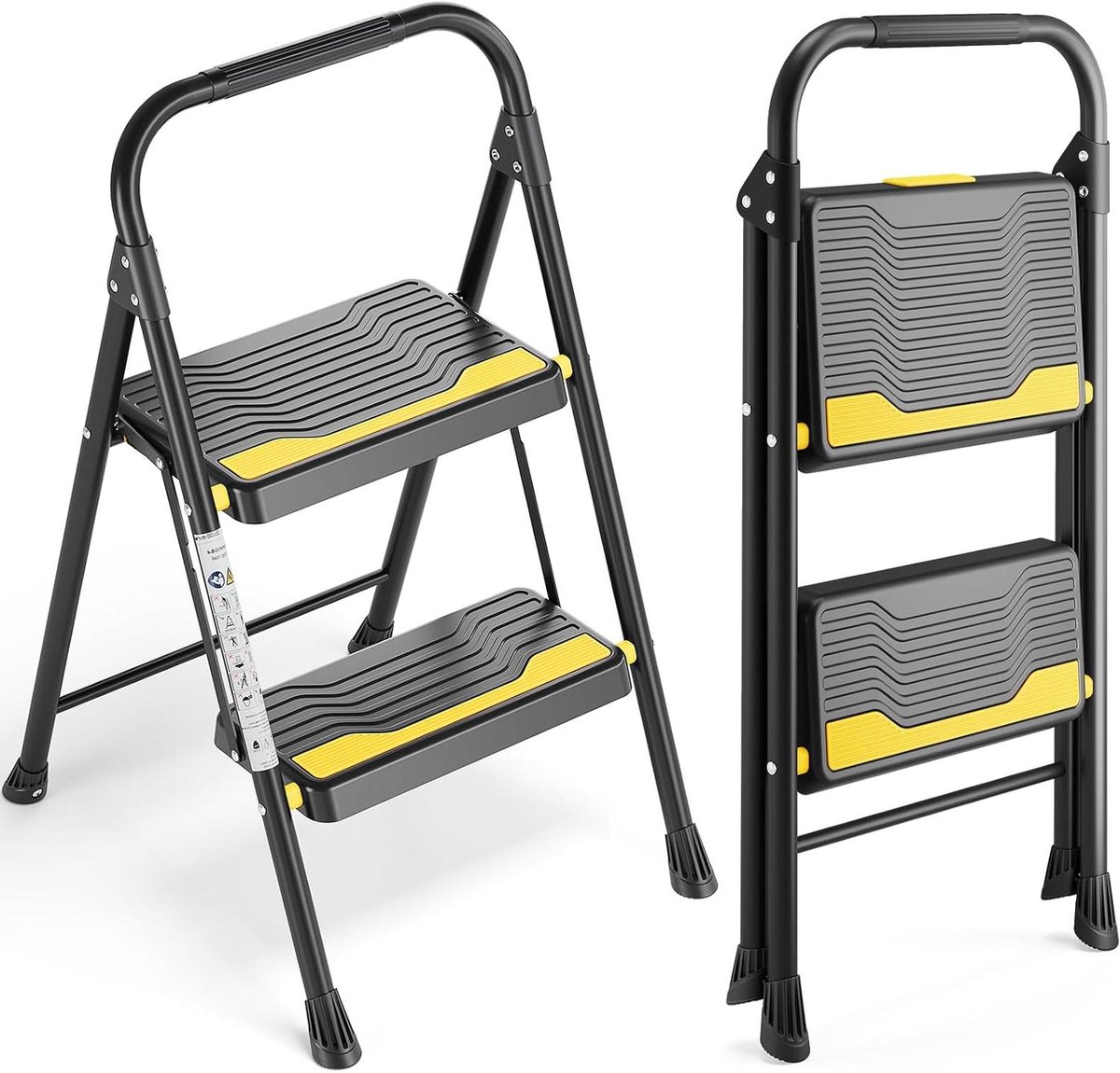 2-traps ladder - Opstapkruk Vouwladder - Klusjes in Huis - Hoge Draagcapaciteit - 150 kg - Zwart