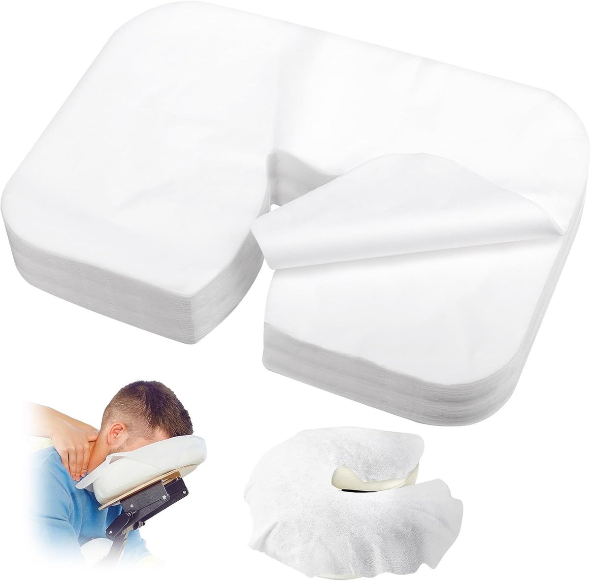 Wegwerp Massage Gezichtsbedekkingen - Wit - 36,5 x 27 cm - Zacht Ademend Niet-geweven Materiaal - Voor Schoonheidssalons
