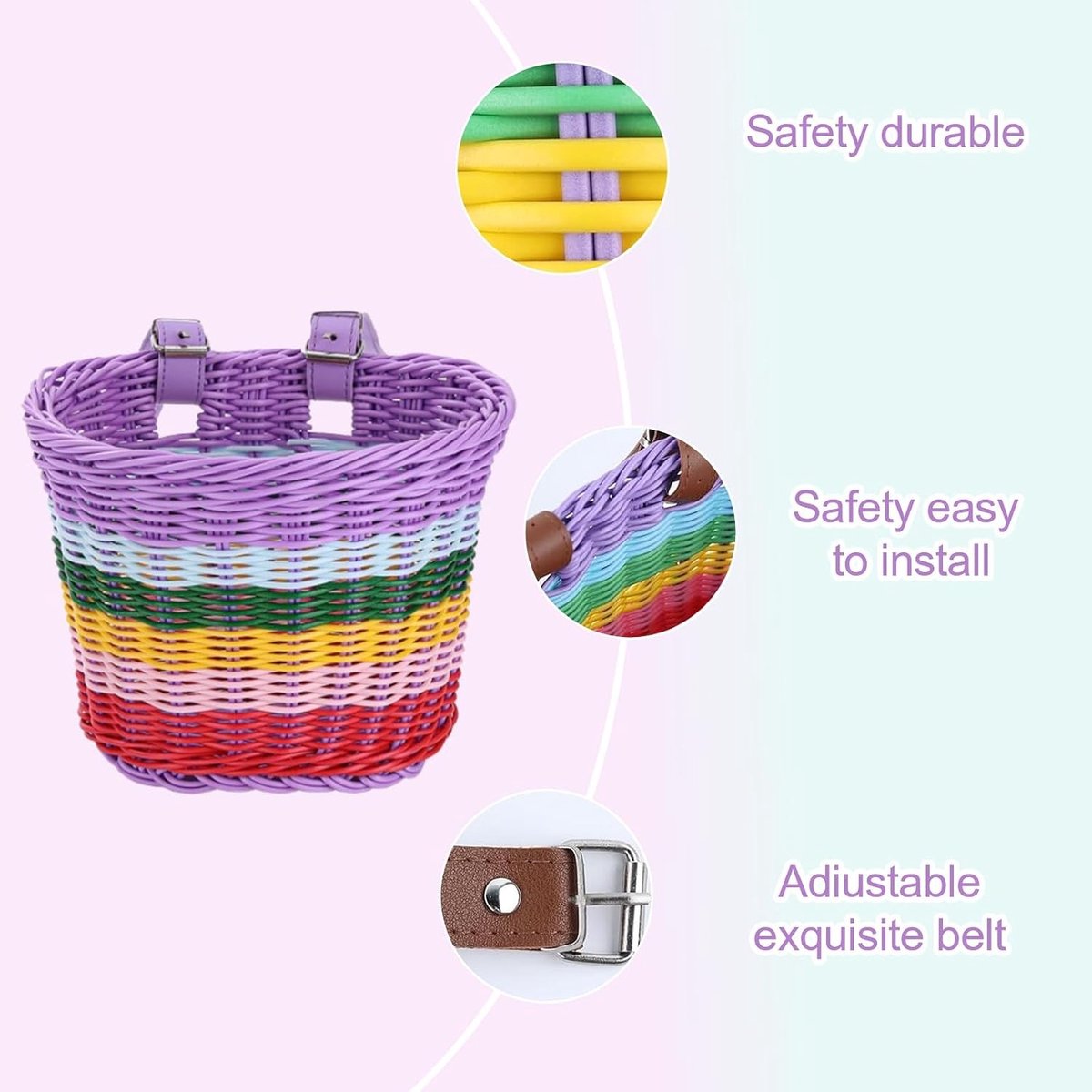 Fietsmand voor Kinderen - Naturel - Voor Fietsen van 12-20 inch - Gevlochten en Afneembaar - Voor Meisjes en Jongens