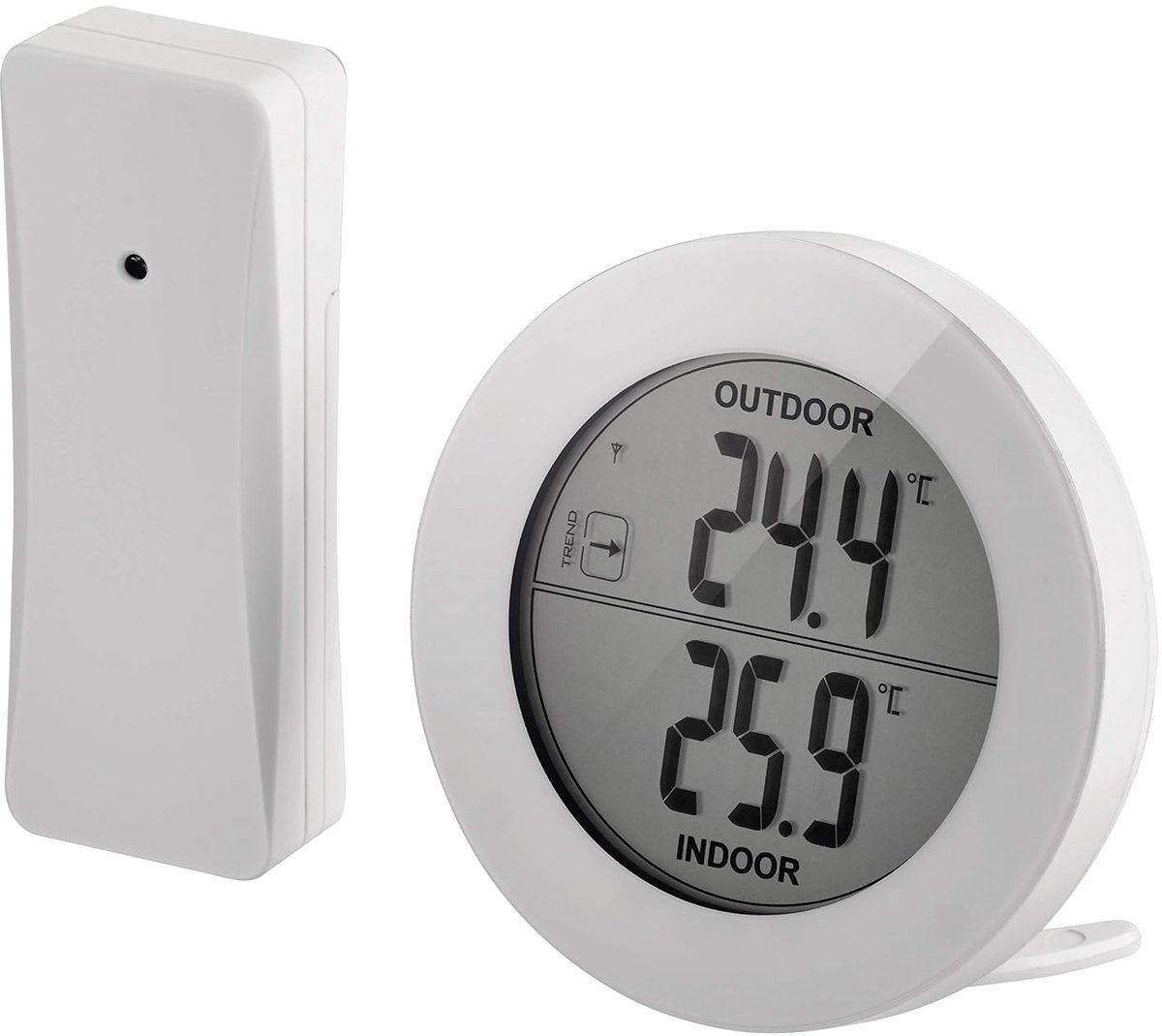 Digitale Thermometer met Buitensensor - Wit - Draadloze Temperatuurmeting met Geheugenfunctie - Voor Binnen en Buiten