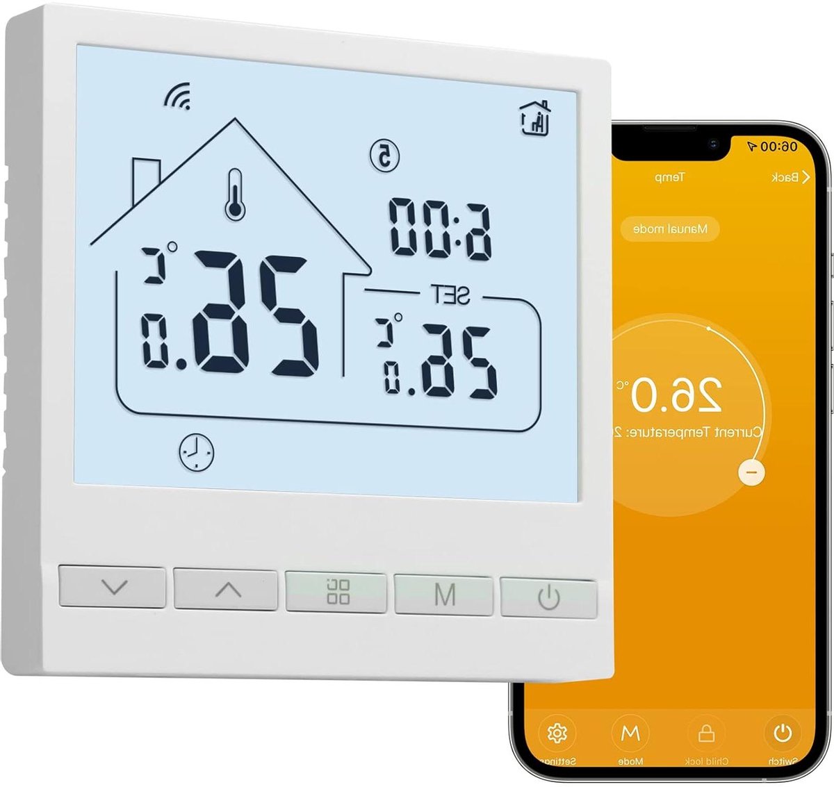Slimme Thermostaat - Verwarmingsthermostaat Kamerthermostaat - Energie Besparen - App en Spraakbesturing - 3A - Wit