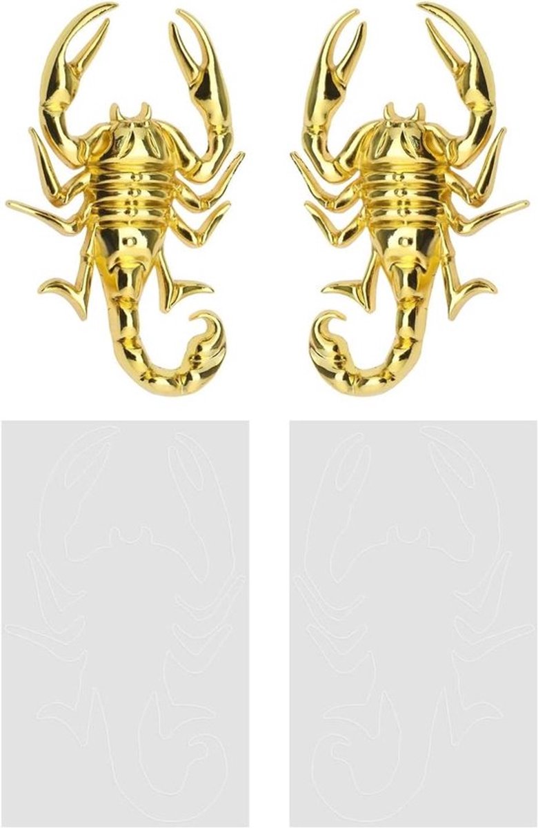 Auto Schorpioen Sticker - 3D Badge - Metalen - Goud - Waterdichte Decoratieve Embleem - Automotive Motorfiets - Zinklegering - Geschikt voor Auto Body 1 Paar Waterdichte Auto Decoratie
