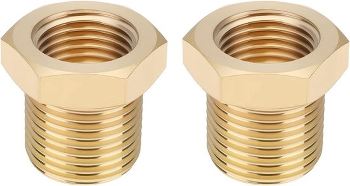 - Pijpverbinding Adapter - Mannelijk naar Vrouwelijk - Messing - Reducer - Aardgas Koeling Hydraulische Systemen - Geschikt voor M12 x 1 naar M10 x 1 - Messing adapter voor Pijpaansluitingen.