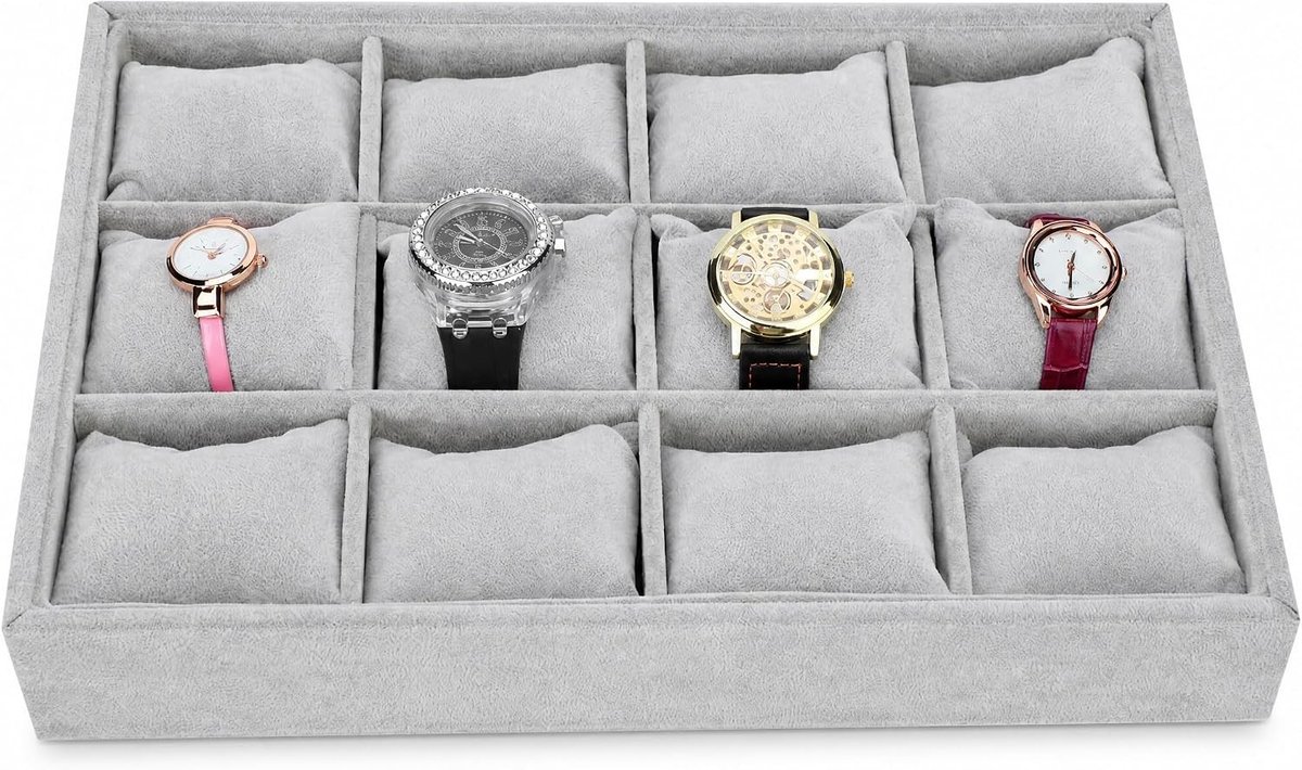 Sieraden organizer voor armbanden en horloges - Grijze pouch voor stijlvolle opslag en decoratie