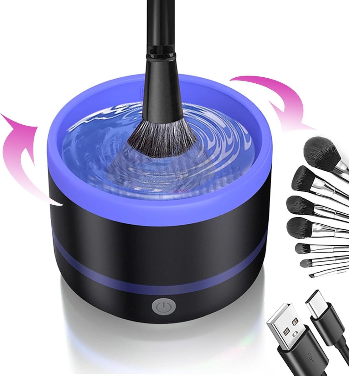 Elektrische Make-up Borstel Cleaner, Automatische Reinigingsmachine voor Borstels, Multifunctionele Rotatie, Effectieve Reiniging en Onderhoud van Make-up Tools