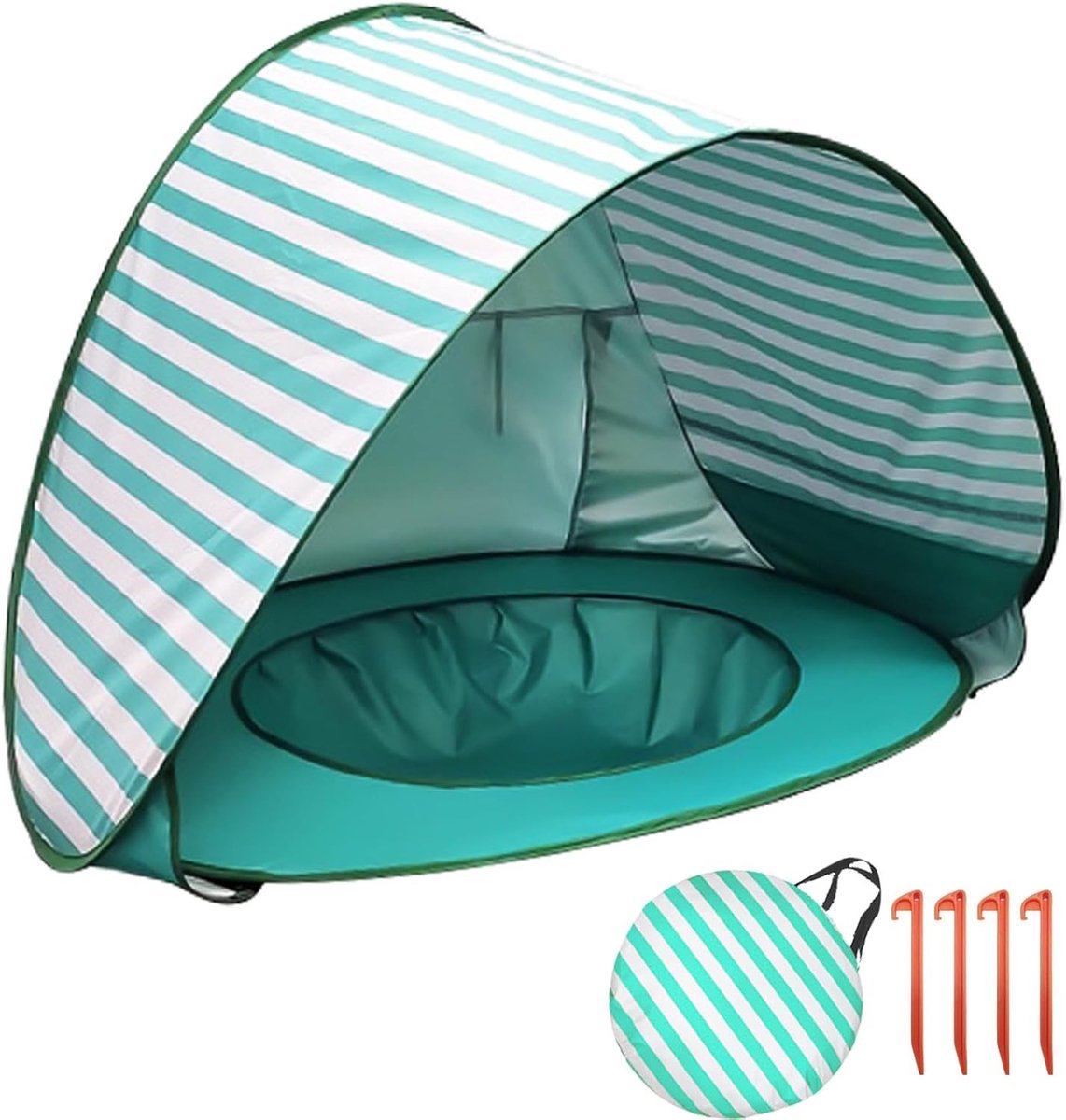 Draagbare pop-up strandtent voor baby's met UV-bescherming, mini-zwembad en windscherm voor zonbescherming en comfort tijdens het spelen op het strand en in de tuin