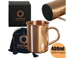 Kopero Premium Koperen Mok 400ml - Handgemaakt met Fluwelen Draagzak