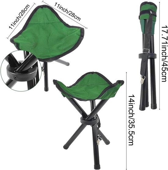 Toeristische vissersstoel - Krukje - Viskrukje -Opgevouwen / opvouwbaar- Camping - Vissen -Stoel - Groen- Camping stoel- Camping krukje-Vis Krukje- Visstoel — afbeelding 3