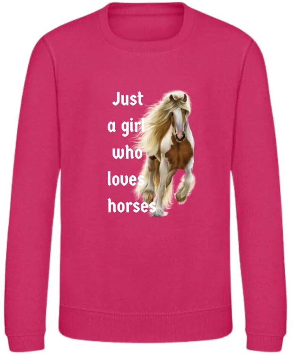Sweater Just a girl who loves horses roze - Roze - 98/104
