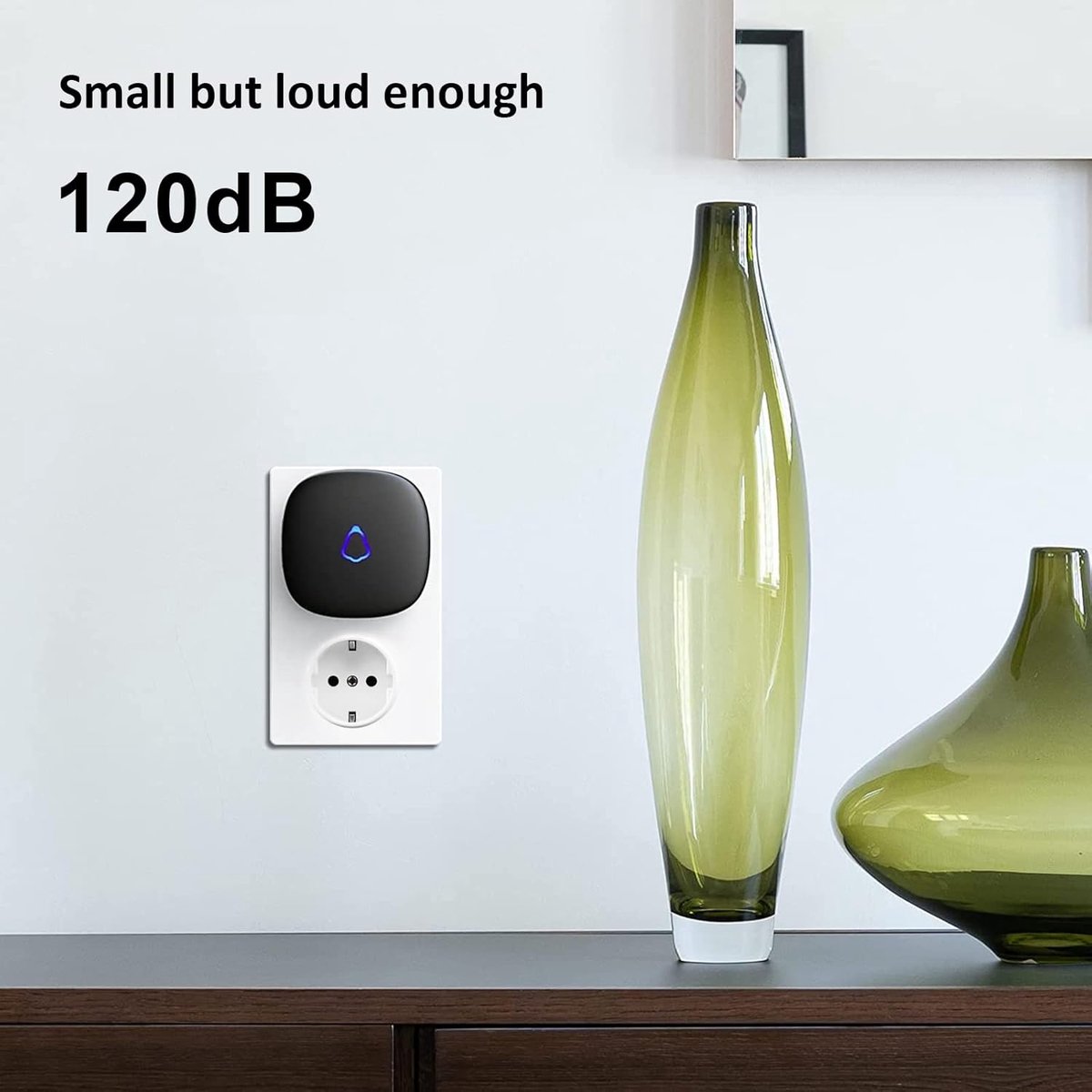 Thijox - Draadloze Deurbel Buiten Waterdicht IP55 – 1 Ontvanger + 1 Drukknop op Batterij, 58 Melodieën, 5 Volumeniveaus tot 120 dB, LED Lampje, 300 m