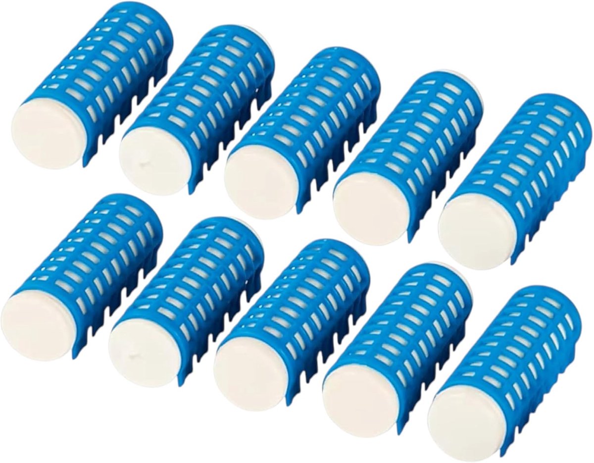 SnelShoppen - Heat Rollers Set van 10 - Krulset met Diameter 2.5 cm - Rood of Blauw - Perfect voor Feestjes en Dagelijks Gebruik